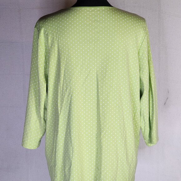 CJ Banks Citron and White Polka Dot 3/4 Sleeve Cotton Crew Neck Blouse Size 1X - Picture 9 of 16
